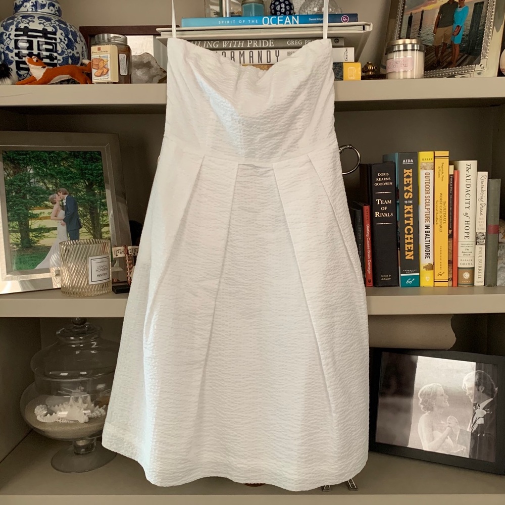 NWT White JCrew strapless dress sz 2 with pockets